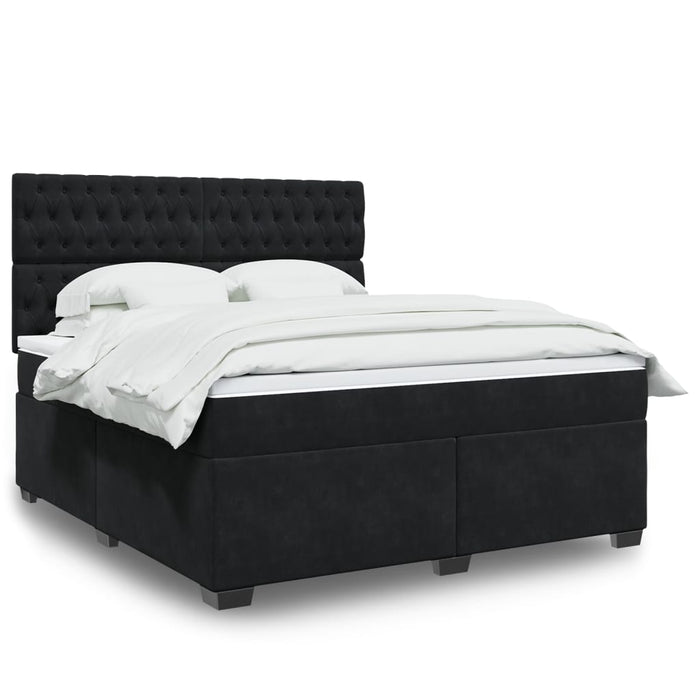 Pat box spring cu saltea, negru, 180x200 cm, catifea - WALTI WALTI
