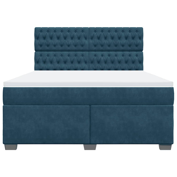 Pat box spring cu saltea, albastru, 180x200 cm, catifea WALTI