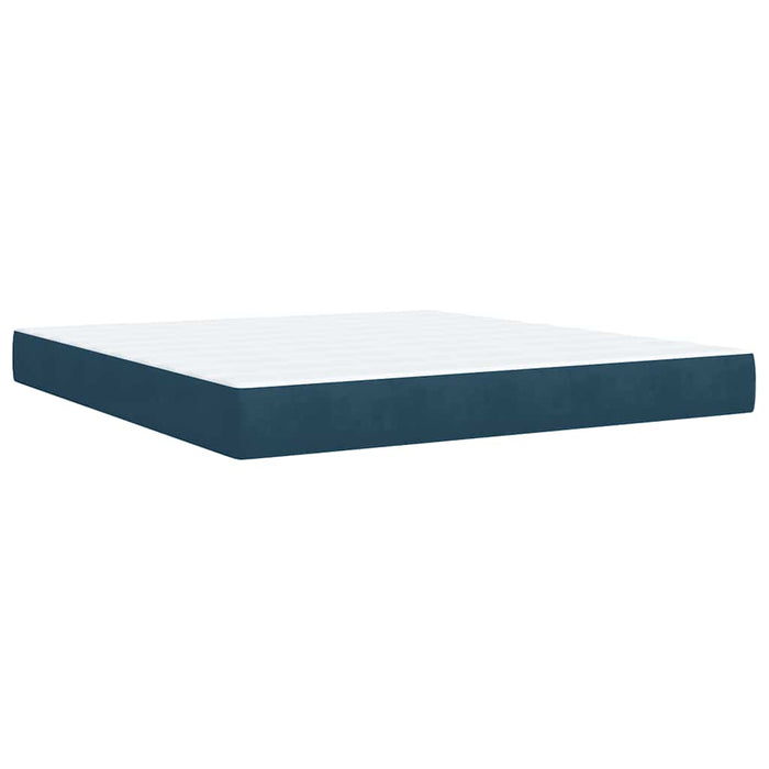 Pat box spring cu saltea, albastru, 180x200 cm, catifea WALTI