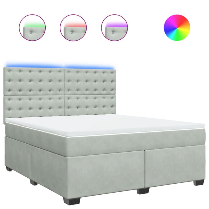 Pat box spring cu saltea, gri deschis, 180x200 cm, catifea - WALTI WALTI