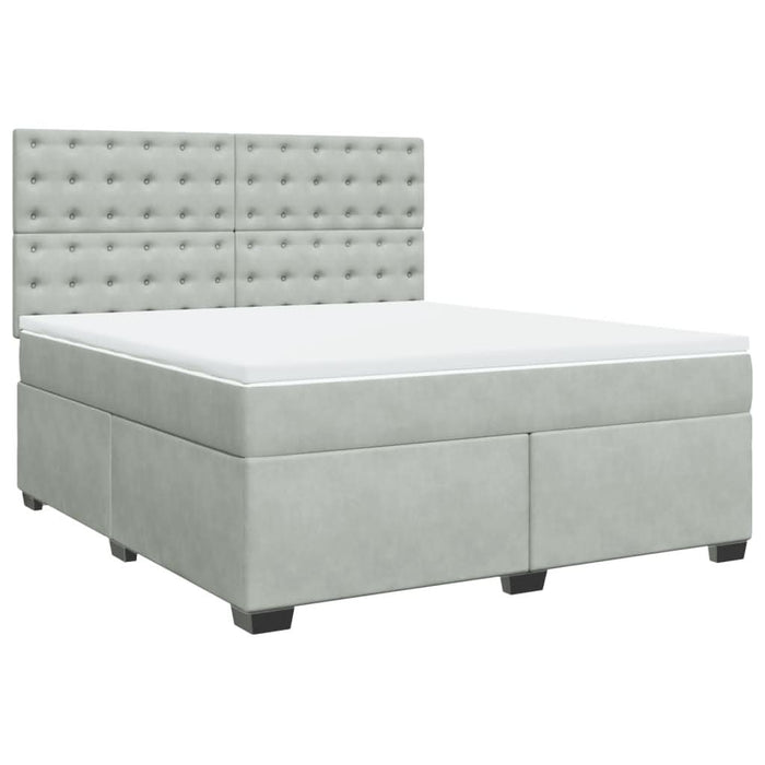 Pat box spring cu saltea, gri deschis, 180x200 cm, catifea - WALTI WALTI