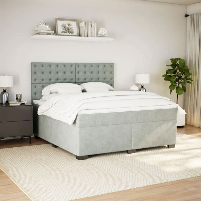 Pat box spring cu saltea, gri deschis, 180x200 cm, catifea - WALTI WALTI