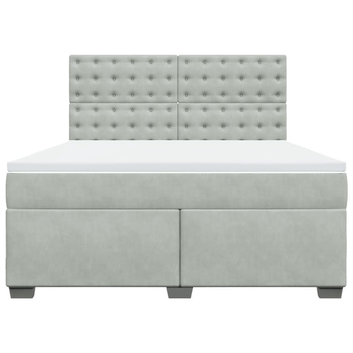 Pat box spring cu saltea, gri deschis, 180x200 cm, catifea - WALTI WALTI