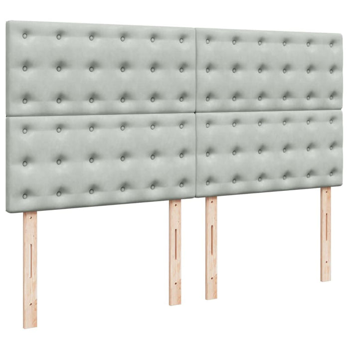 Pat box spring cu saltea, gri deschis, 180x200 cm, catifea - WALTI WALTI