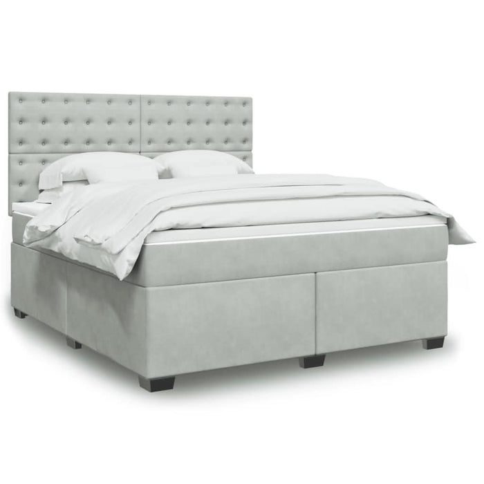 Pat box spring cu saltea, gri deschis, 180x200 cm, catifea - WALTI WALTI