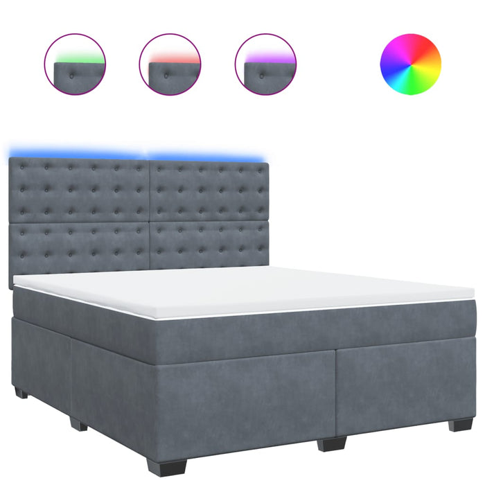 Pat box spring cu saltea, gri închis, 180x200 cm, catifea - WALTI WALTI
