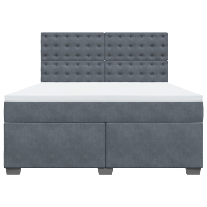 Pat box spring cu saltea, gri închis, 180x200 cm, catifea - WALTI WALTI