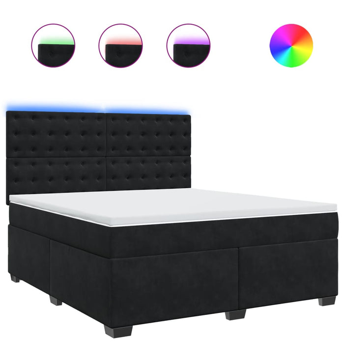 Pat box spring cu saltea, negru, 180x200 cm, catifea - WALTI WALTI