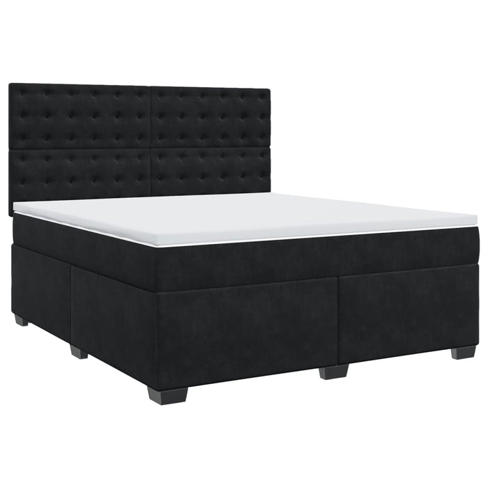 Pat box spring cu saltea, negru, 180x200 cm, catifea - WALTI WALTI