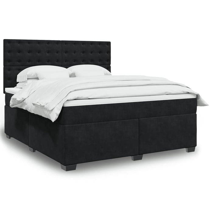 Pat box spring cu saltea, negru, 180x200 cm, catifea - WALTI WALTI