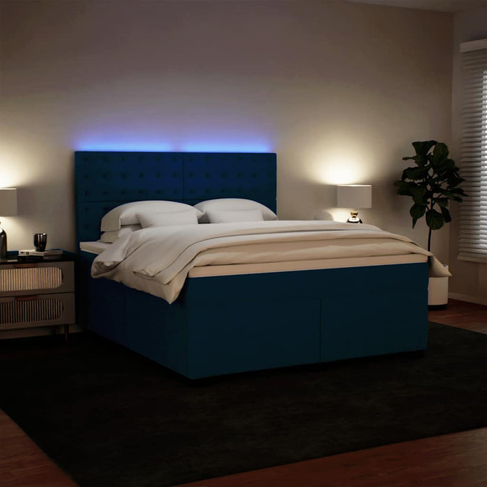 Pat box spring cu saltea, albastru, 180x200 cm, catifea - WALTI WALTI