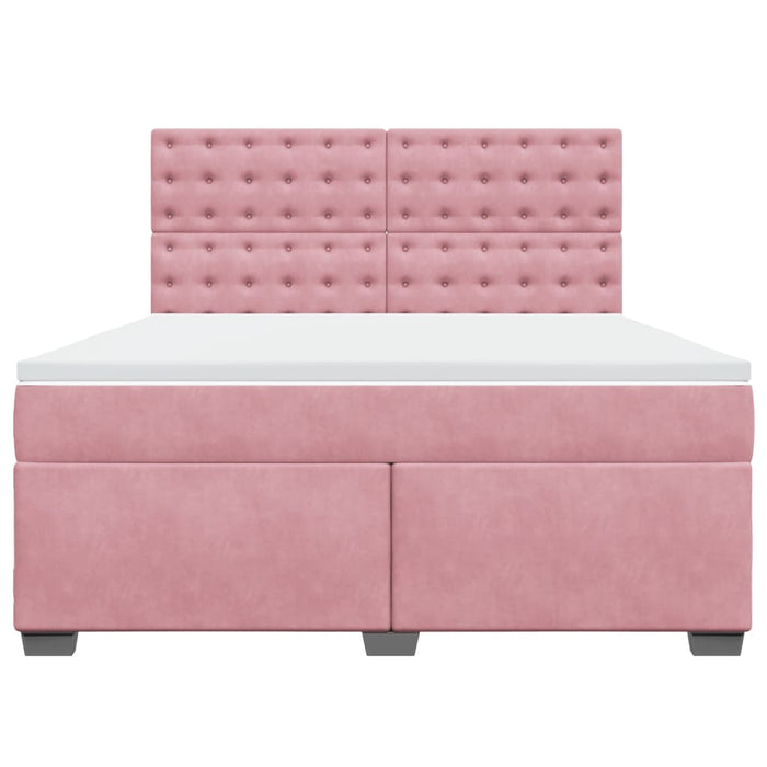Pat box spring cu saltea, roz, 180x200 cm, catifea - WALTI WALTI