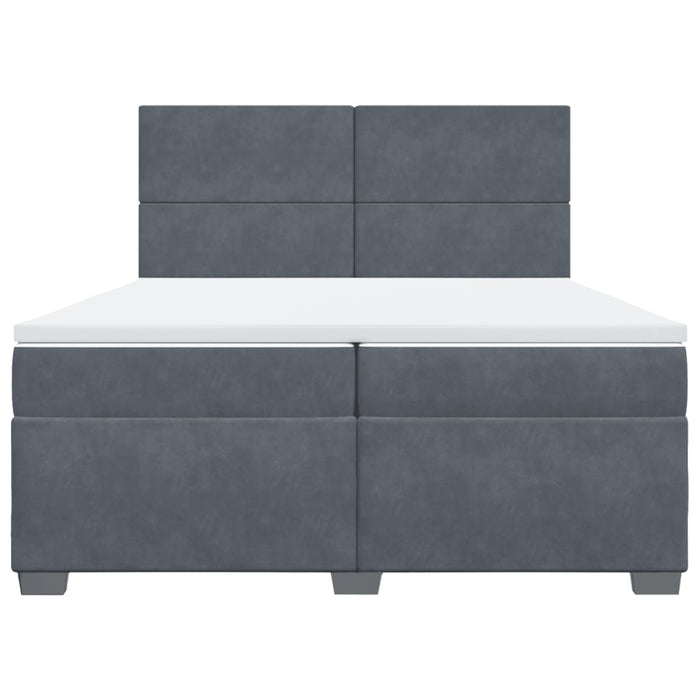 Pat box spring cu saltea, gri închis, 200x200 cm, catifea - WALTI WALTI