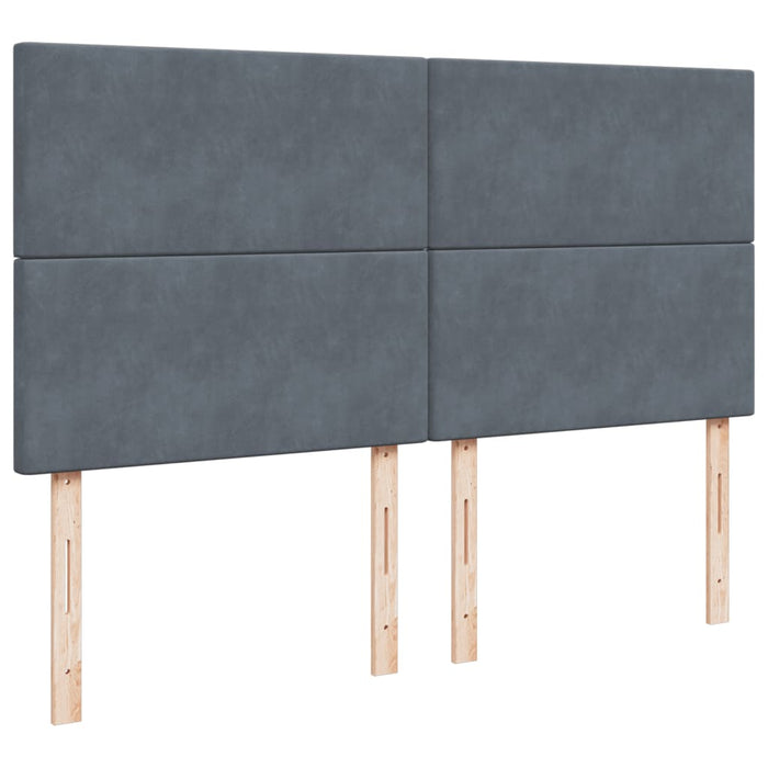 Pat box spring cu saltea, gri închis, 200x200 cm, catifea - WALTI WALTI