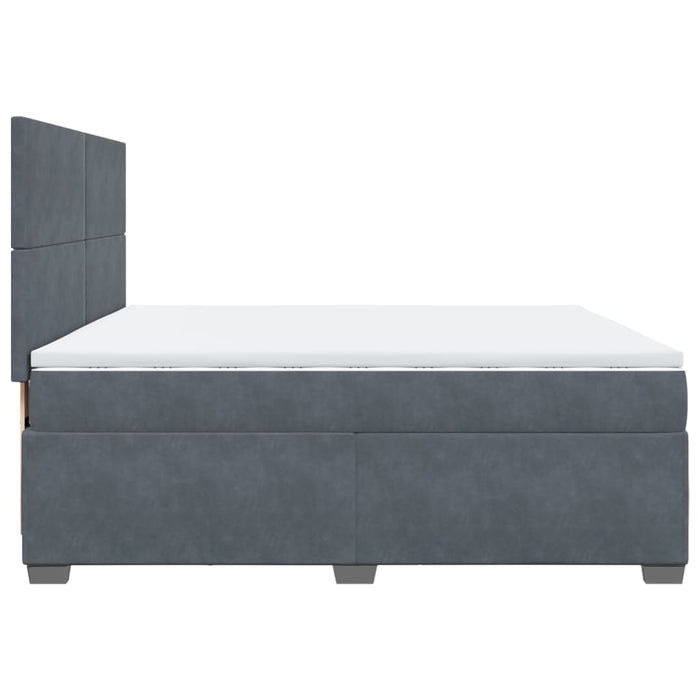Pat box spring cu saltea, gri închis, 200x200 cm, catifea - WALTI WALTI