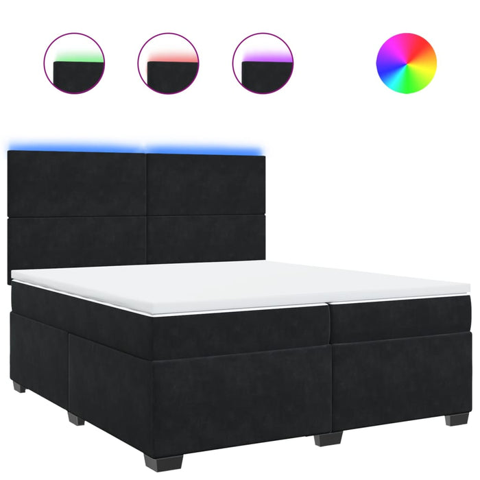Pat box spring cu saltea, negru, 200x200 cm, catifea - WALTI WALTI