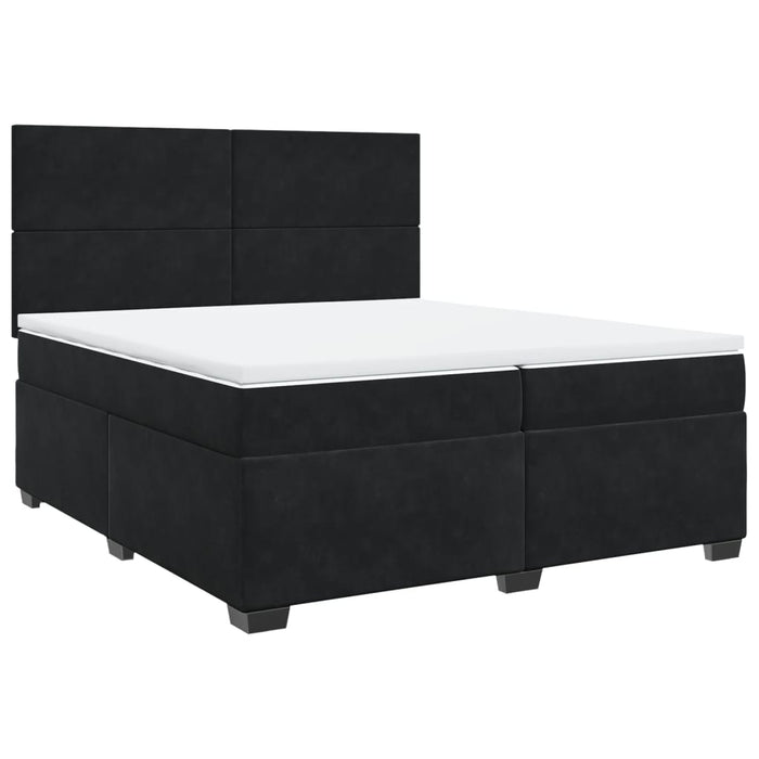Pat box spring cu saltea, negru, 200x200 cm, catifea - WALTI WALTI