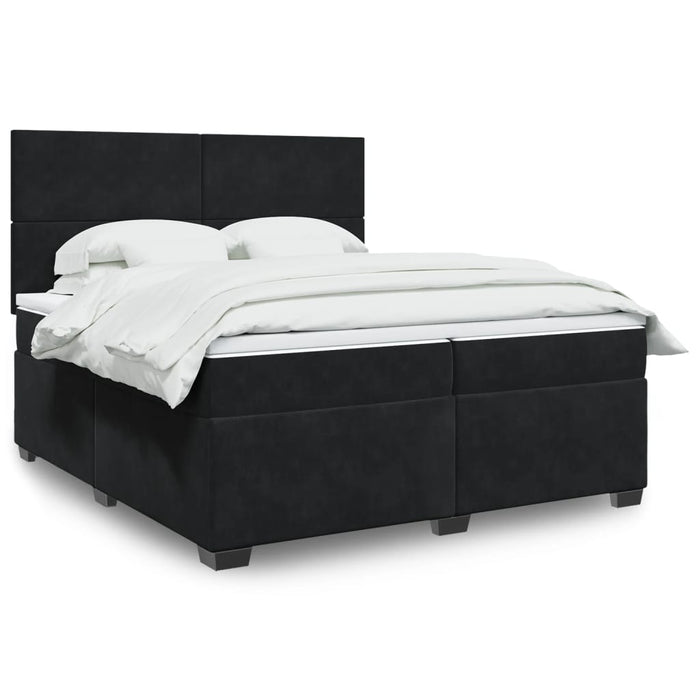 Pat box spring cu saltea, negru, 200x200 cm, catifea - WALTI WALTI