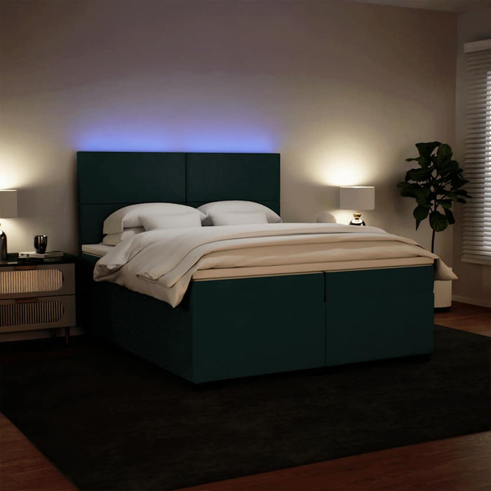 Pat box spring cu saltea, verde închis, 200x200 cm, catifea - WALTI WALTI