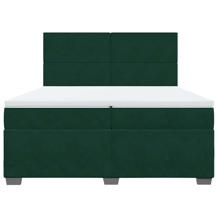 Pat box spring cu saltea, verde închis, 200x200 cm, catifea - WALTI WALTI