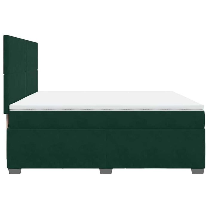 Pat box spring cu saltea, verde închis, 200x200 cm, catifea - WALTI WALTI