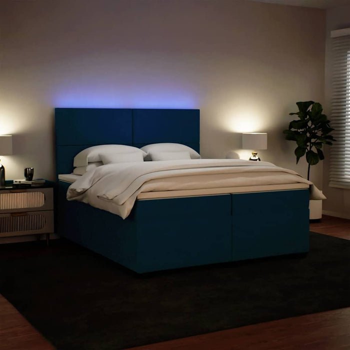 Pat box spring cu saltea, albastru, 200x200 cm, catifea - WALTI WALTI