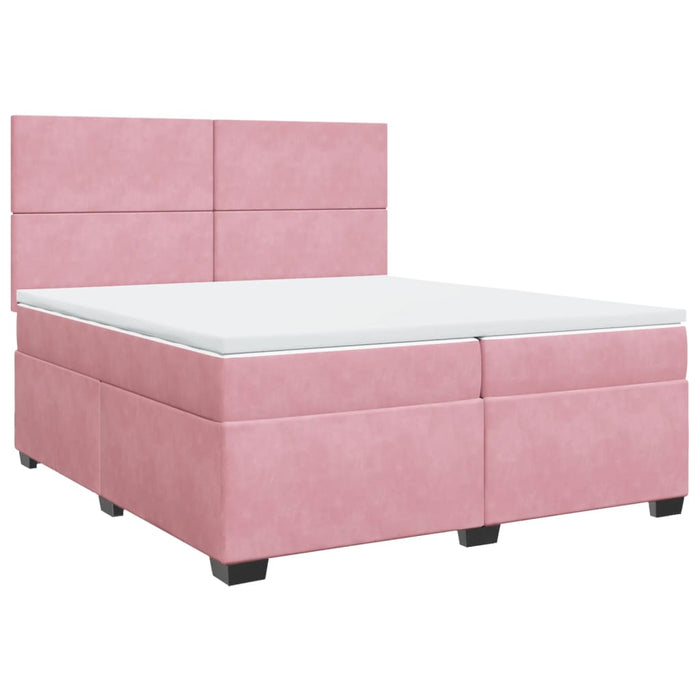 Pat box spring cu saltea, roz, 200x200 cm, catifea - WALTI WALTI