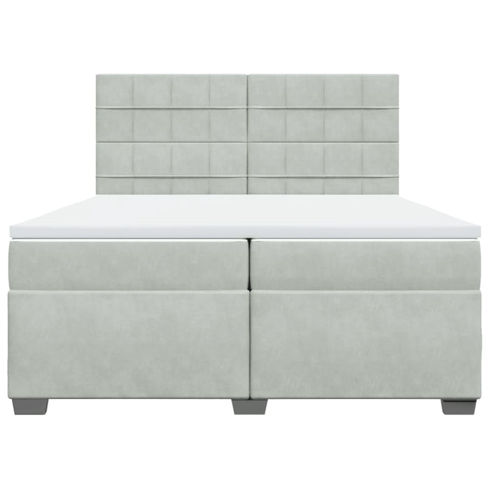 Pat box spring cu saltea, gri deschis, 200x200 cm, catifea - WALTI WALTI