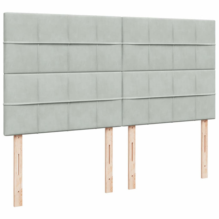 Pat box spring cu saltea, gri deschis, 200x200 cm, catifea - WALTI WALTI