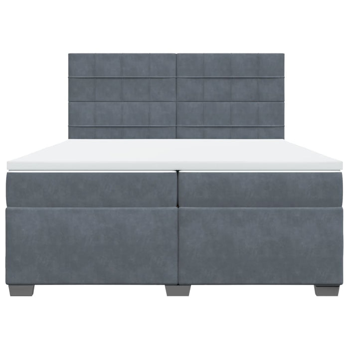 Pat box spring cu saltea, gri închis, 200x200 cm, catifea - WALTI WALTI