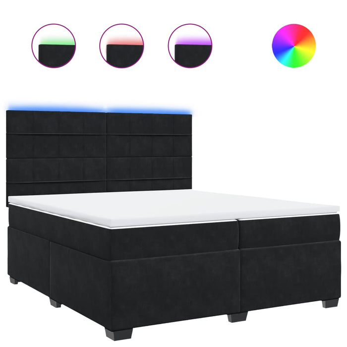 Pat box spring cu saltea, negru, 200x200 cm, catifea - WALTI WALTI