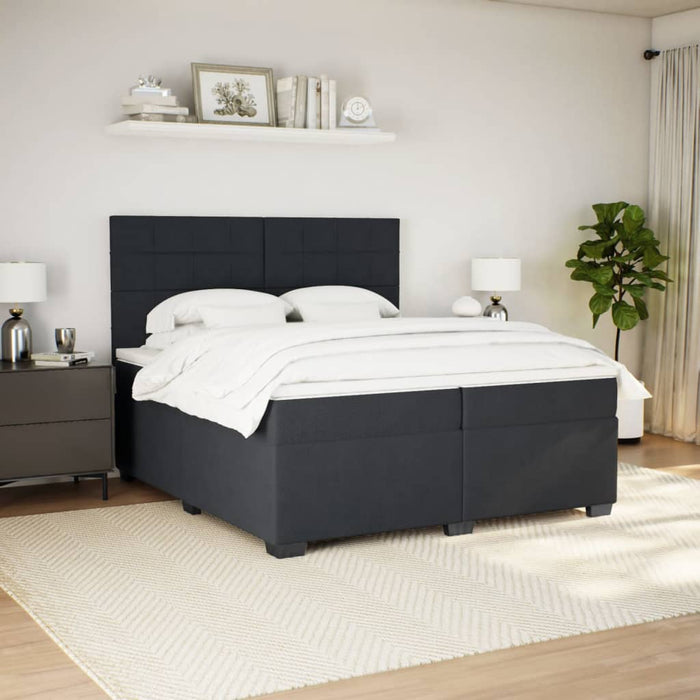 Pat box spring cu saltea, negru, 200x200 cm, catifea - WALTI WALTI