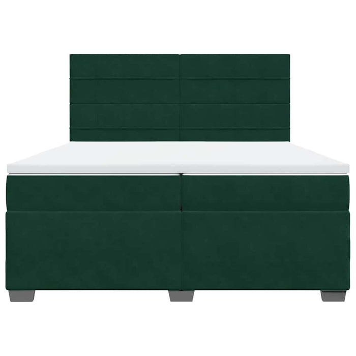 Pat box spring cu saltea, verde închis, 200x200 cm, catifea - WALTI WALTI