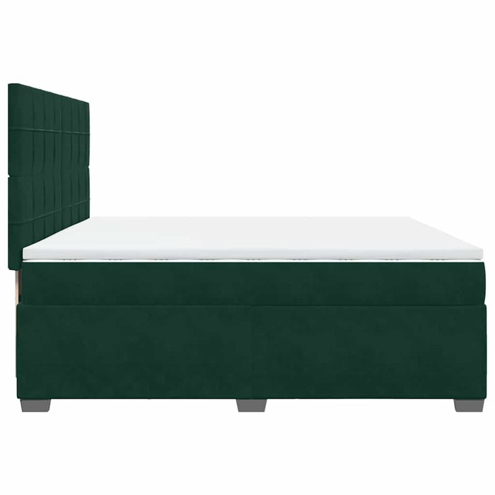 Pat box spring cu saltea, verde închis, 200x200 cm, catifea - WALTI WALTI
