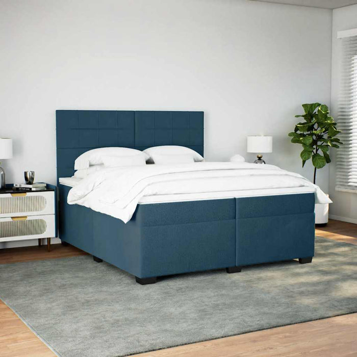 Pat box spring cu saltea, albastru, 200x200 cm, catifea - WALTI WALTI