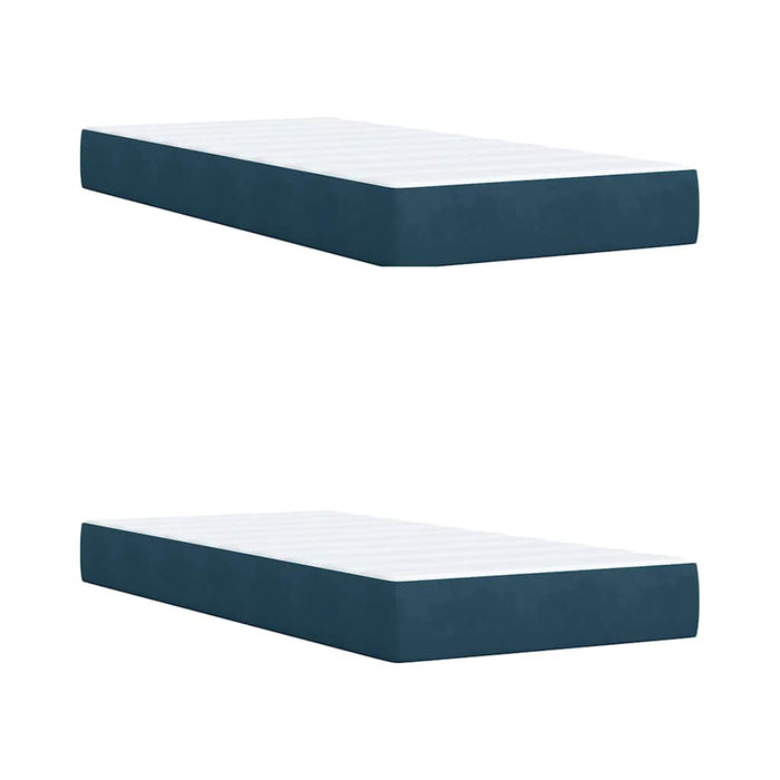 Pat box spring cu saltea, albastru, 200x200 cm, catifea - WALTI WALTI