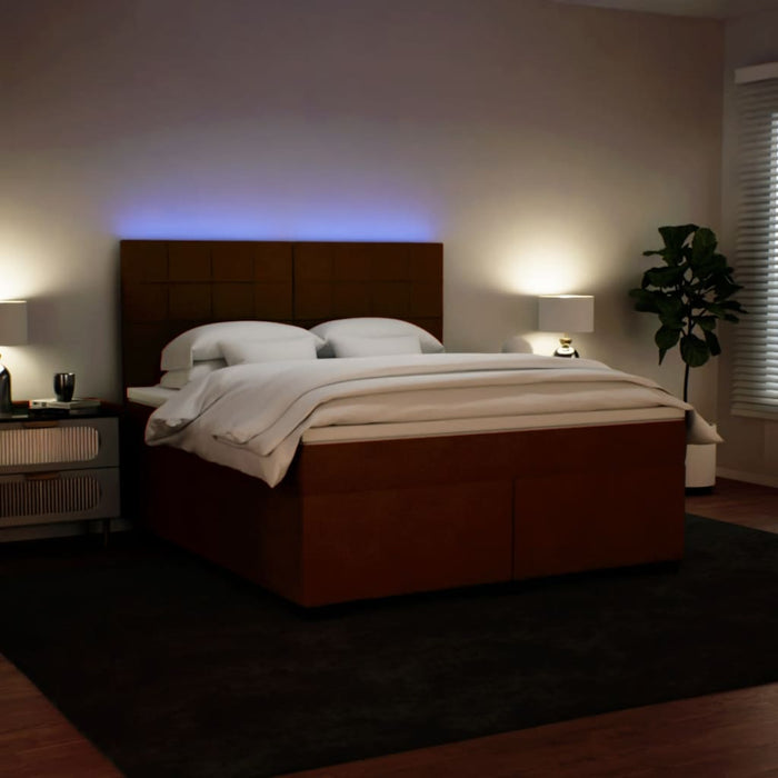 Pat box spring cu saltea, roz, 200x200 cm, catifea - WALTI WALTI
