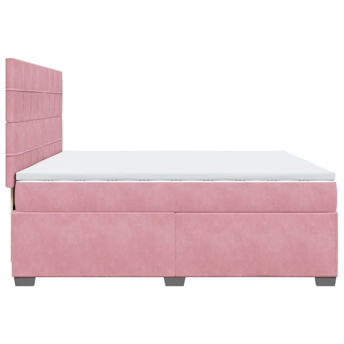 Pat box spring cu saltea, roz, 200x200 cm, catifea - WALTI WALTI