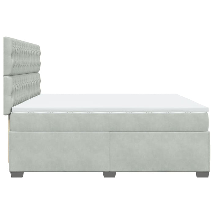 Pat box spring cu saltea, gri deschis, 200x200 cm, catifea - WALTI WALTI