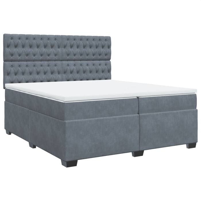 Pat box spring cu saltea, gri închis, 200x200 cm, catifea - WALTI WALTI
