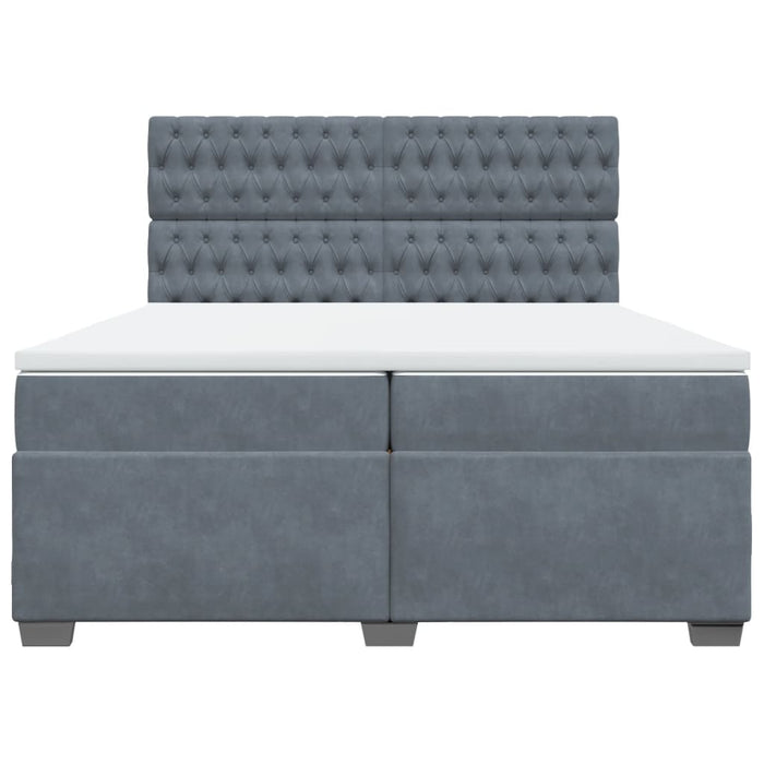 Pat box spring cu saltea, gri închis, 200x200 cm, catifea - WALTI WALTI