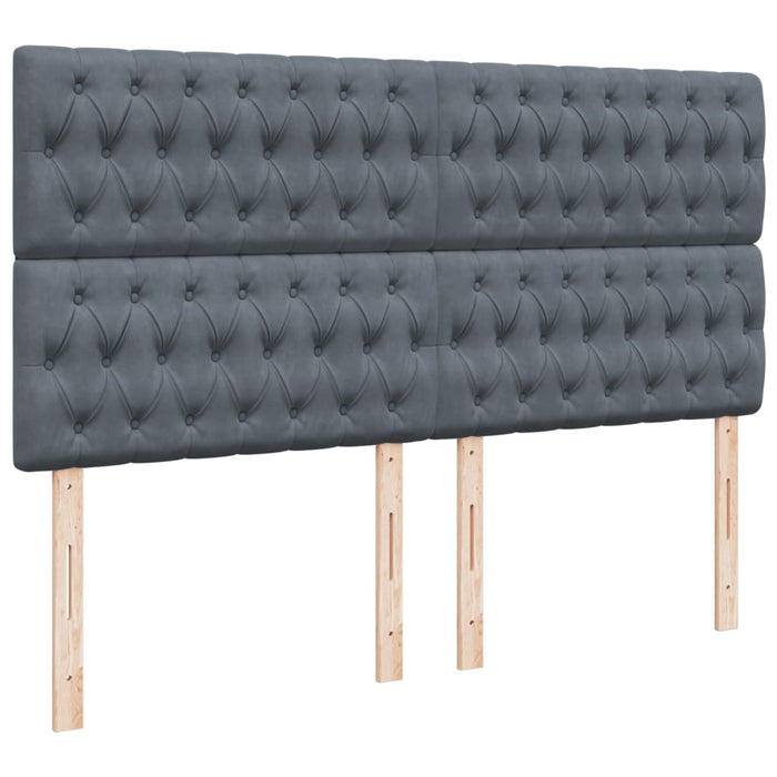 Pat box spring cu saltea, gri închis, 200x200 cm, catifea - WALTI WALTI
