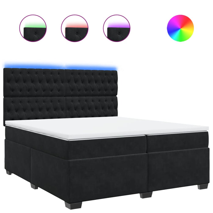 Pat box spring cu saltea, negru, 200x200 cm, catifea - WALTI WALTI
