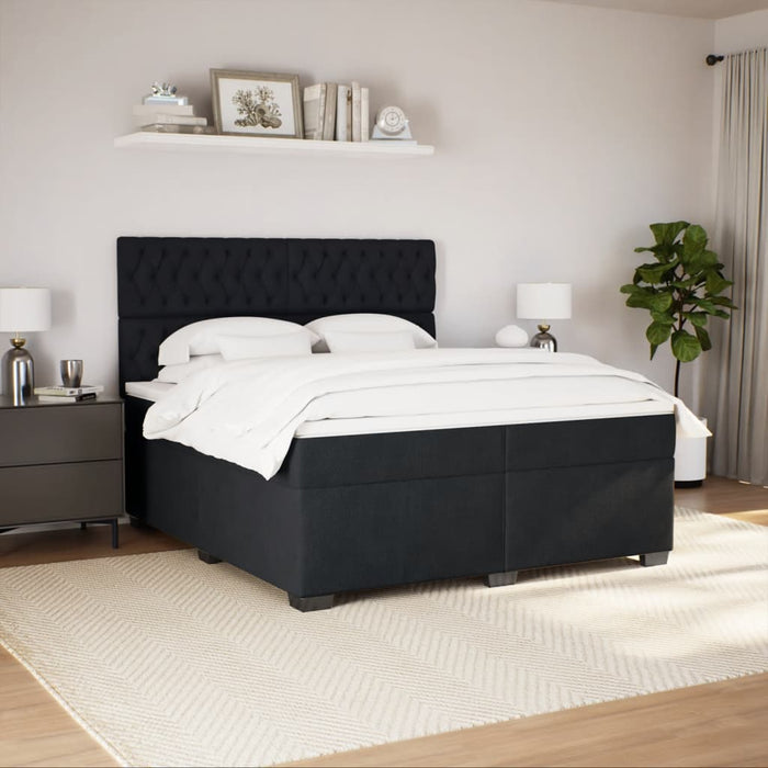 Pat box spring cu saltea, negru, 200x200 cm, catifea - WALTI WALTI
