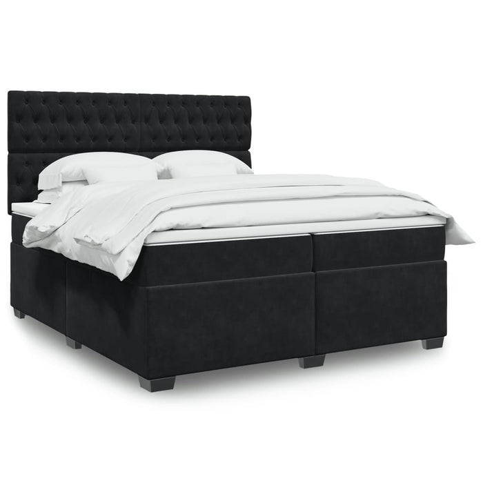 Pat box spring cu saltea, negru, 200x200 cm, catifea - WALTI WALTI