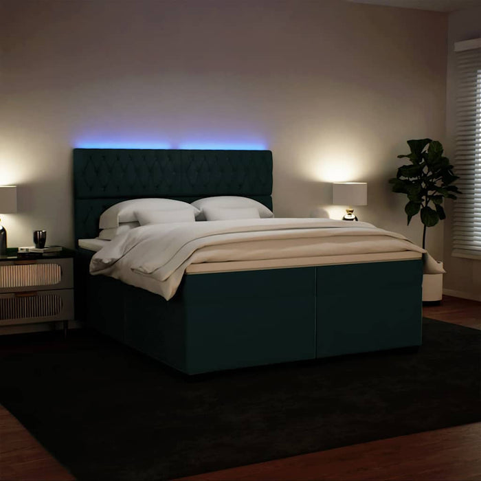 Pat box spring cu saltea, verde închis, 200x200 cm, catifea - WALTI WALTI