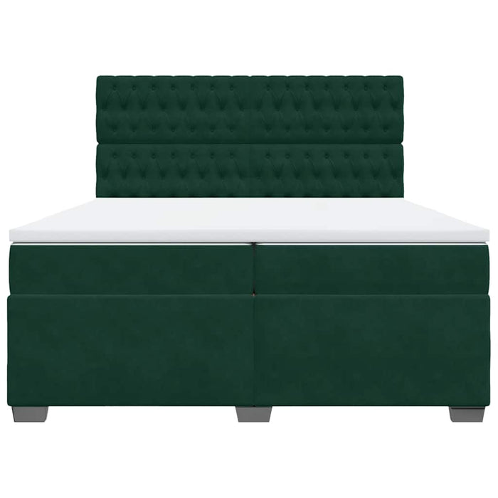 Pat box spring cu saltea, verde închis, 200x200 cm, catifea - WALTI WALTI