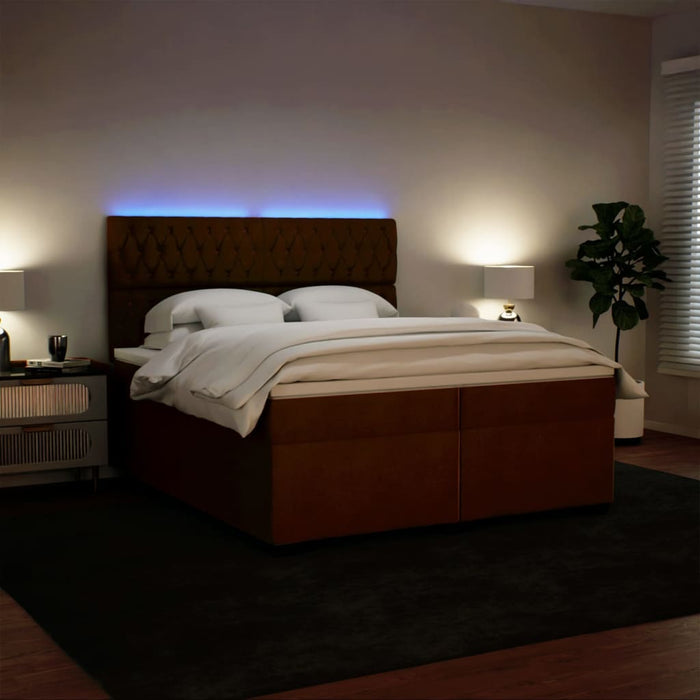 Pat box spring cu saltea, roz, 200x200 cm, catifea - WALTI WALTI