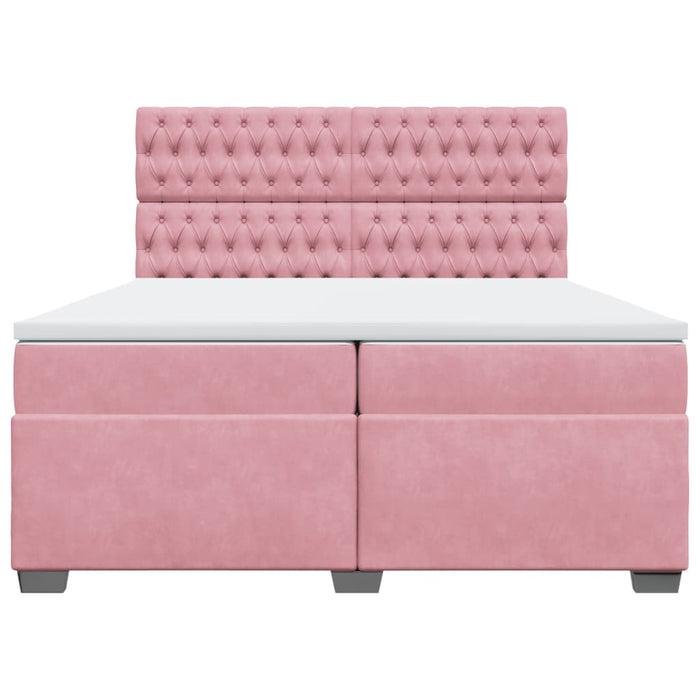 Pat box spring cu saltea, roz, 200x200 cm, catifea - WALTI WALTI