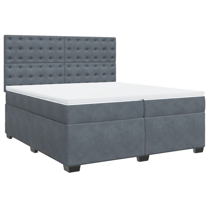 Pat box spring cu saltea, gri închis, 200x200 cm, catifea - WALTI WALTI
